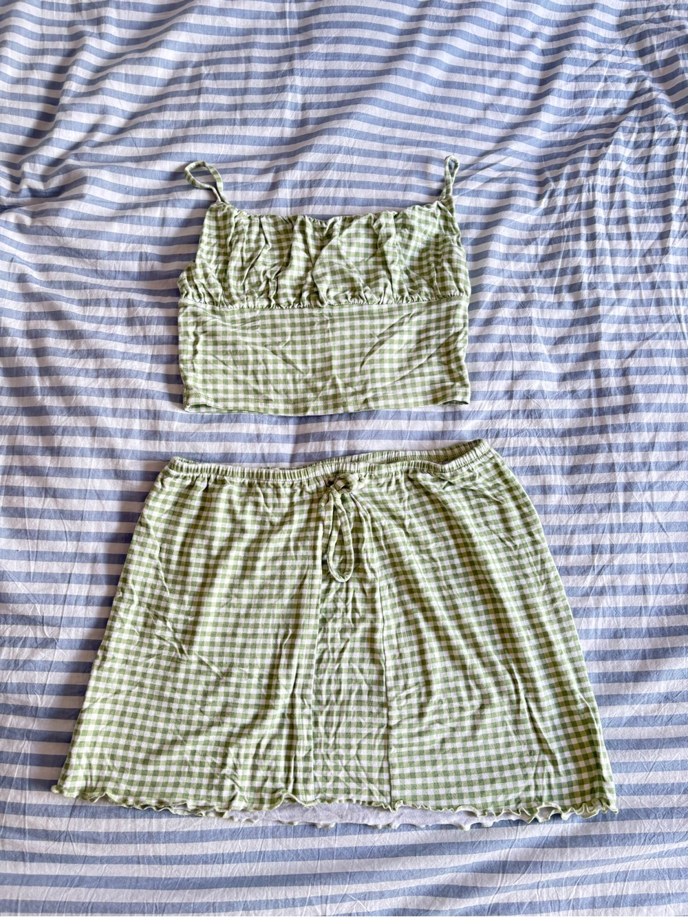 PacSun Green Gingham Two Piece Crop Top & Skirt Set